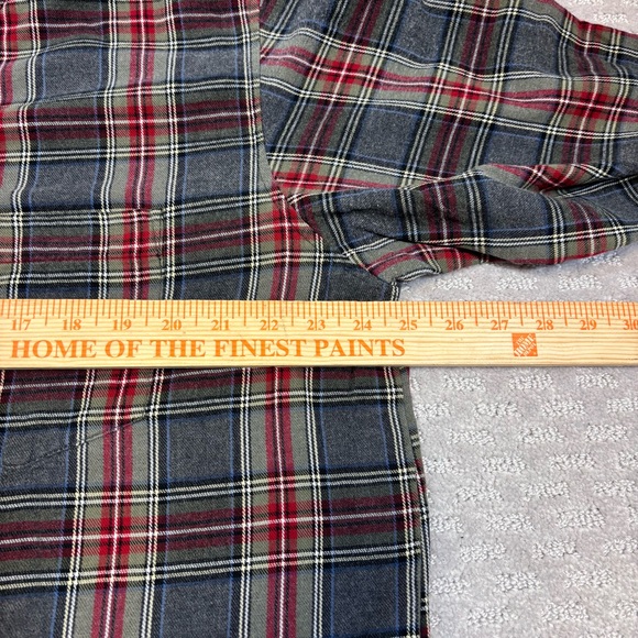 VTG L.L.Bean Cottagecore / Grannycore Nightgown Size L Cotton Red Grey  Plaid - Picture 2 of 4